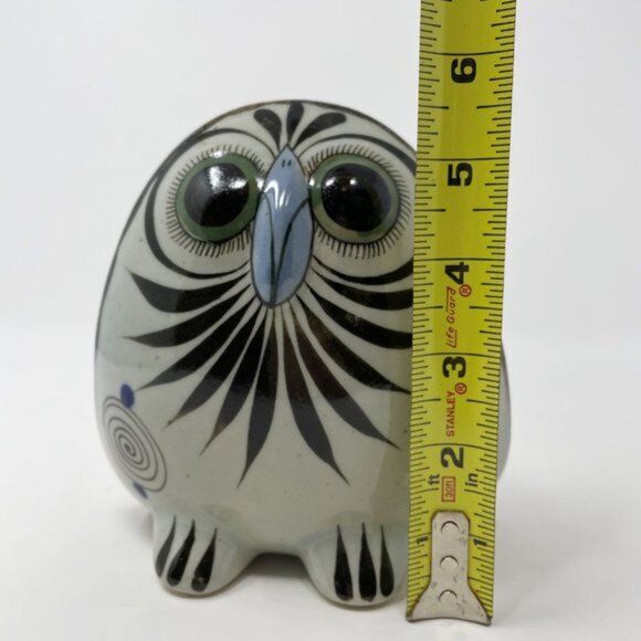 Tonala Owl Mexican Folk Art Pottery Figurine Hand Painted Bird & Flowers Design - Picture 11 of 13